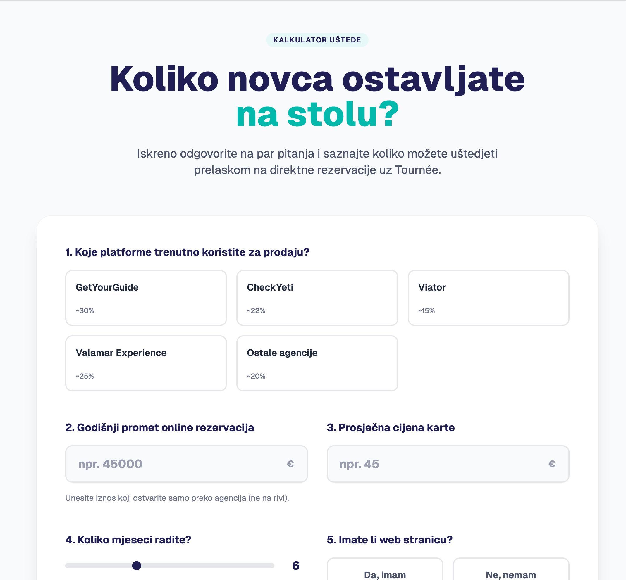 Tournee kalkulator uštede