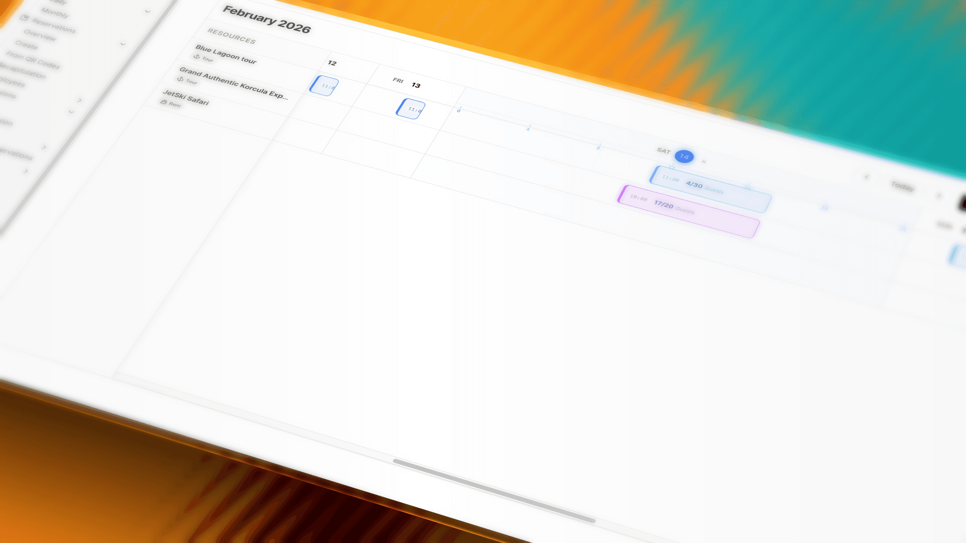 Tournee Monthly calendar